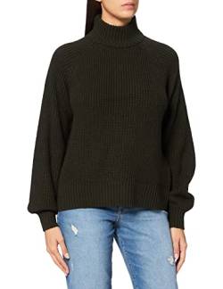 Noisy May Damen Stehkragen Strickpullover | Knitted Basic Stretch Sweater | Langarm Rundhals Shirt NMTIMMY, Farben:Dunkelgrün, Größe:XL von Noisy may