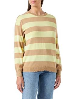 Noisy may A/S Damen Nmzoe L/S O-neck Oversized Knit S* Pullover, Nomad/Stripes:pale Lime Yellow, XS EU von Noisy may