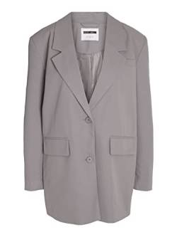 Noisy may Damen Eleganter Oversized Blazer mit Taschen Basic Cardigan Business Jacke Mantel NMMILLA, Farben:Grau, Größe:L von Noisy may