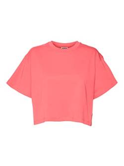 Noisy may Damen Nmalena S/S O-neck Semicrop Top Fwd Noos T Shirt, Sun Kissed Coral, L EU von Noisy may