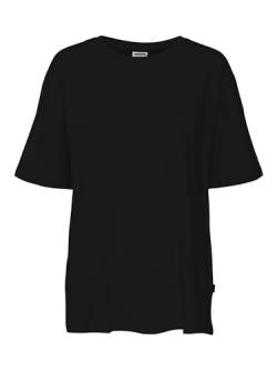 Noisy may Damen T-Shirt Oversized Oberteil Dropped Shoulder Rundhals Shirt Einfarbig NMIDA, Farben:Schwarz, Größe:S von Noisy may