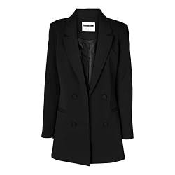 Noisy may Eleganter Blazer Tailliert mit Taschen Langer Basic Cardigan Business Jacke Mantel NMVIVIAN, Farben:Schwarz,Größe Damen:S von Noisy may