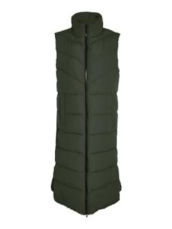 Noisy may Lange Weste Maxi Wattierte Puffer Stepp Jacke Wadenlang ohne Ärmel & Kapuze NMDALCON, Farben:Grün,Größe Damen:S von Noisy may