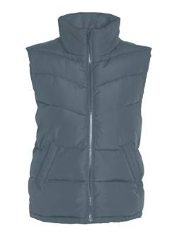 Noisy may Puffer Weste Wattierte Stepp Übergangsjacke ohne Kapuze Basic ohne Ärmel NMDALCON, Farben:Grau,Größe Damen:L von Noisy may