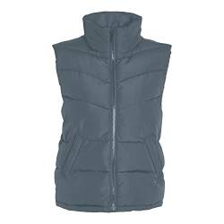 Noisy may Puffer Weste Wattierte Stepp Übergangsjacke ohne Kapuze Basic ohne Ärmel NMDALCON, Farben:Grau,Größe Damen:M von Noisy may