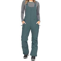 Nokiwiqis Damen Schnee Ski Latzhose mit verstellbaren Trägern Wasserdichter Winddichter Snowboardhose Sportlicher Overall Essentielle Isolierte Schneehose (Grau, L) von Nokiwiqis