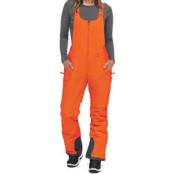 Nokiwiqis Damen Schnee Ski Latzhose mit verstellbaren Trägern Wasserdichter Winddichter Snowboardhose Sportlicher Overall Essentielle Isolierte Schneehose (Orange, XL) von Nokiwiqis