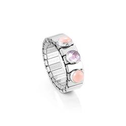Nomination | Ring Frauen Kollektion Xte - Edelstahl – Ring für Damen mit 2 Steinen und 1 facettiertem Kristall - Made in Italy – Dehnbare Größe 12/13 cm (Rosa) von Nomination