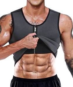 Herren Neopren Taillentrainer Sauna Schwitzanzug Workout Weste Tank Top Bauchweg Shapewear Schlankheits Body Shaper Gr. XS, grau von NonEcho