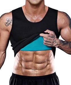 NonEcho Herren Neopren Taillentrainer Sauna Weste Fitnessstudio Hot Sweat Tank Top Workout Shirt Shapewear Body Shaper ohne Reißverschluss von NonEcho