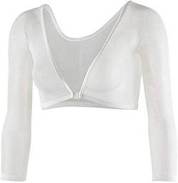 Women Mesh Sheer Crop Top T-Shirt Lingerie Long Sleeve See Through Vest Blouse (White, M) von None Brand