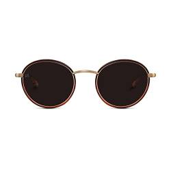 NOOZ Polarisierte Sonnenbrille aus Metall, rund, für Damen und Herren, Braun-Bronze, Einheitsgröße von Nooz
