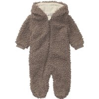 Noppies Plüschoverall Baby Ruma - Overall Kinderwagenanzug, braun Diagonaler Reißverschluss, Mit 'Füßchen' und Kapuze, Weiches & Warm von Noppies