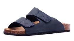 Nordan 021100 Bequeme Herren Sandalen aus echtem Leder. Sandalen Herren mit anatomisch geformtem Fußbett (dunkelblau 1801, 42) von Nordan