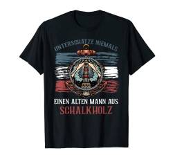 Herren Unterschätze niemals einen Alten Mann aus SCHALKHOLZ T-Shirt von Norddeutscher Humor Geschenkideen für Norddeutsche