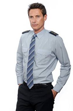 Nordhandel Hellblaue Pilotenhemden, Langarm, mit abnehmbaren Schulterklappen, Größe 49/50 (4XL) von Nordhandel