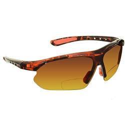 proSPORT Bifokale Sonnenbrille für Herren und Damen, HD, bernsteinfarbene Linse, halbrundlos, Wrap-Around-Golf-Fahren, Schildpatt/Braun, Large von Nordic ProStore