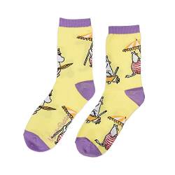 Snorkmaiden At The Beach Ladies Moomin Socks, Yellow herrensocken, von Nordicbuddies