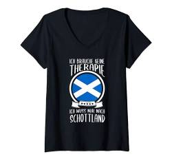 Damen Keine Therapie Ich Muss Nur Nach Schottland Schotte Urlaub T-Shirt mit V-Ausschnitt von Nordland Designs