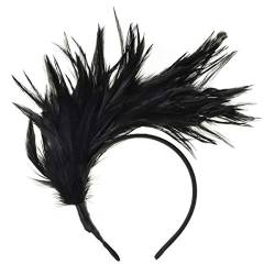 Norhogo 20er Jahre Feder Haarreif Kostüm Haarband, Hochzeit Kopfbedeckung Vinatge Party Kostüm Accessoires, für Karneval Fasching Stirnband Damen (Schwarz) von Norhogo