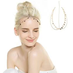 Norhogo Kopfkette Pailletten Damen Haarschmuck Quasten Braut Kopfschmuck Gold Stirnband Festival Haarschmuck Haar Band Schließe Schmuck Retro Haarschmuck mit Paillette für Frauen Mädchen von Norhogo