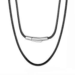 Norhogo Nylon-Halskette mit Edelstahlschnalle, Armband, schwarzes geflochtenes Nylonband, 3 mm breit, Damen-Herren-Anhängerkette, 45 cm von Norhogo