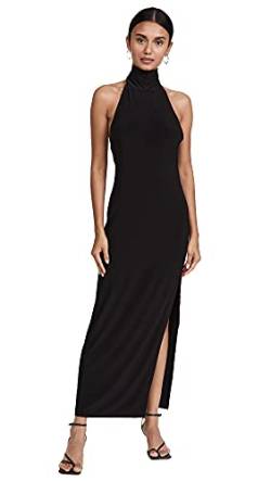 Norma Kamali Damen Neckholder Turtle Side Slit Bademantel Cocktailkleid, Schwarz, XX-Small von Norma Kamali