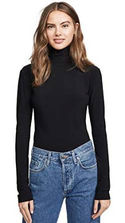 Norma Kamali Damen Slim Fit Long Sleeve Turtle Top Hemd, schwarz, X-Klein von Norma Kamali