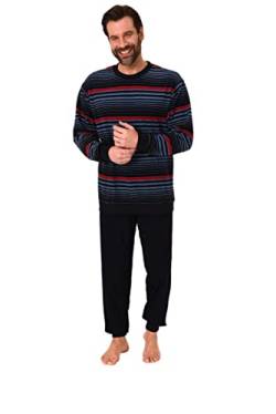 Normann Germany Herren Frottee Pyjama mit Rundhals, Streifen, Uni Hose, Schwarz, 67734, Gr. 56 von Normann Germany