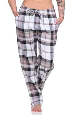 Damen Flanell Pyjama Hose, Karierte Schlafanzug Hose lang, Farbe:Marine, Größe:36-38 von Normann