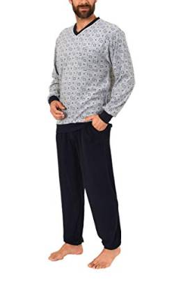 Herren Frottee Schlafanzug Pyjama lang mit Bündchen - auch in Übergrössen erhätlich 59673, Größe2:48, Farbe:grau-Melange von Normann