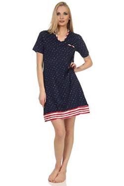 Maritimes Damen Nachthemd Kurzarm von Normann - 102 214 90 947, Farbe:Marine, Größe2:36/38 von Normann