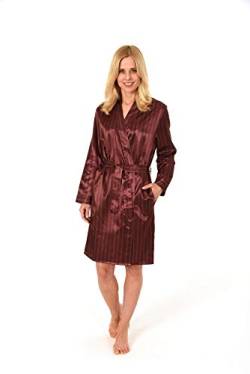 NORMANN-Wäschefabrik Edler Satin Morgenmantel Kimono Bademantel für Damen - 61513, Farbe:Bordeaux, Größe2:36/38 von Normann