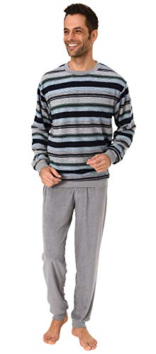 NORMANN-Wäschefabrik Eleganter Herren Frottee Pyjama mit Bündchen - auch in Übergrößen bis Gr. 60-291 93 840, Größe2:58, Farbe:grau von Normann
