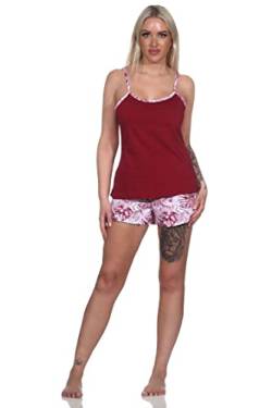 Normann Ärmelloser Damen Spaghetti Träger Shorty Pyjama – auch in Übergrössen, Farbe:rot, Größe:44-46 von Normann