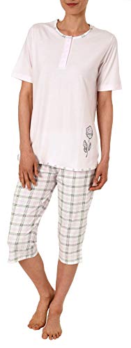 Normann Damen Capri Pyjama Schlafanzug Kurzarm, Caprihose mit Karomuster 191 204 90 946, Farbe:rosa, Größe2:36/38 von Normann