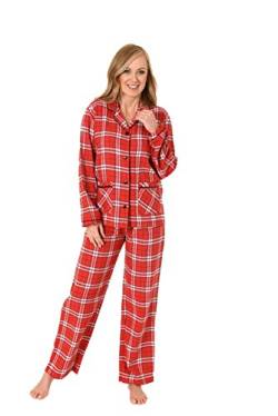 Normann Damen Flanell Pyjama Langarm Karodesign - 271 201 95 001, Größe:36/38;Farbe:rot von Normann