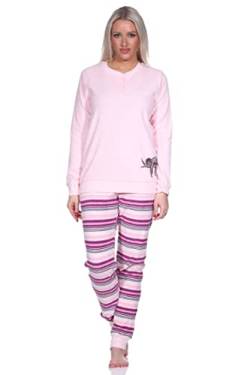 Normann Damen Frottee Pyjama Hose gestreift - süsses Tiermotiv - auch in Übergrössen, Farbe:rosa, Größe:36/38 von Normann