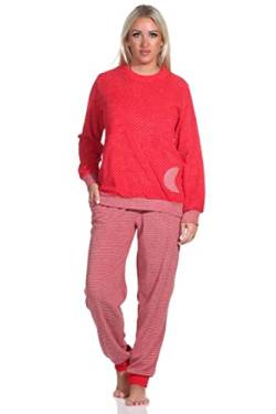 Normann Damen Frottee Pyjama mit Bündchen im Herz Tupfen- und Ringeldesign - auch in Übergrößen, Farbe:Allover, Größe:60/62 von Normann