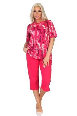 Normann Damen Kurzarm Capri Schlafanzug Shorty Pyjama - auch in Übergrössen, Farbe:pink, Größe:60-62 von Normann