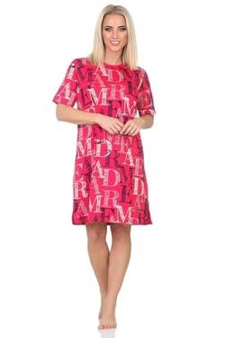 Normann Damen Kurzarm Nachthemd Buchstaben-Design - auch in Übergrössen, Farbe:pink, Größe:48-50 von Normann