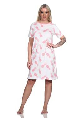 Normann Damen Kurzarm Nachthemd Sleepshirt mit Ananas als Motiv, Farbe:rosa, Größe:48-50 von Normann