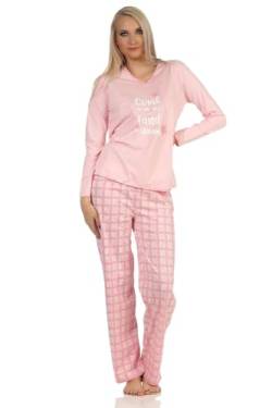 Normann Damen Langarm Schlafanzug Pyjama mit Jersey Hose in Karo Optik, Farbe:Rose, Größe:40-42 von Normann