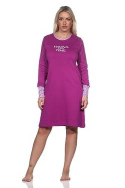 Normann Damen Nachthemd in lässiger Optik in Kuschel Interlock Qualität, Farbe:lila, Größe:40-42 von Normann