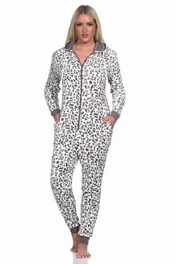 Normann Damen Schlafanzug Einteiler Jumpsuit Overall aus Coralfleece im Animal Look, Farbe:braun, Größe:36/38 von Normann