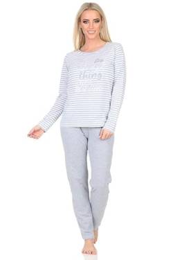 Normann Damen Schlafanzug lang Pyjama in feiner garngefärbten Streifenoptik, Farbe:grau-Mel., Größe:44-46 von Normann