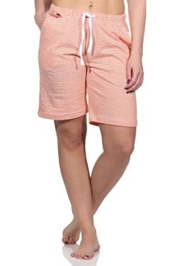 Normann Damen Shorty Schlafanzug Hose kurz - Streifenoptik - perfekt zu kombinieren, Farbe:orange, Größe:44-46 von Normann