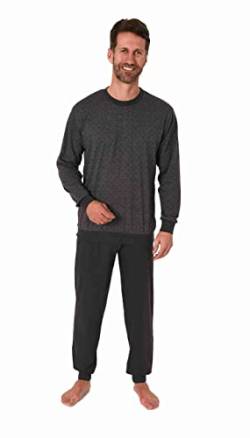 Normann Edler Herren Langarm Schlafanzug Pyjama mit Bündchen in eleganter Minimalprint-Optik, Farbe:anthrazit, Größe:58 von Normann