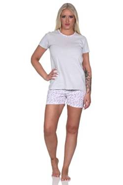 Normann Floraler Damen Shorty Schlafanzug, Pyjama mit kurzen Shorts und Ringeln, Farbe:grau, Größe:44-46 von Normann