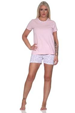 Normann Floraler Damen Shorty Schlafanzug, Pyjama mit kurzen Shorts und Ringeln, Farbe:rosa, Größe:48-50 von Normann